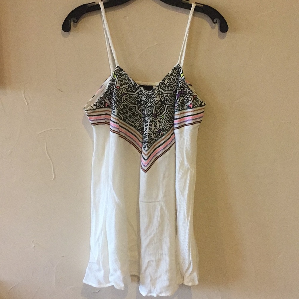 White flowy dress with embroidered top